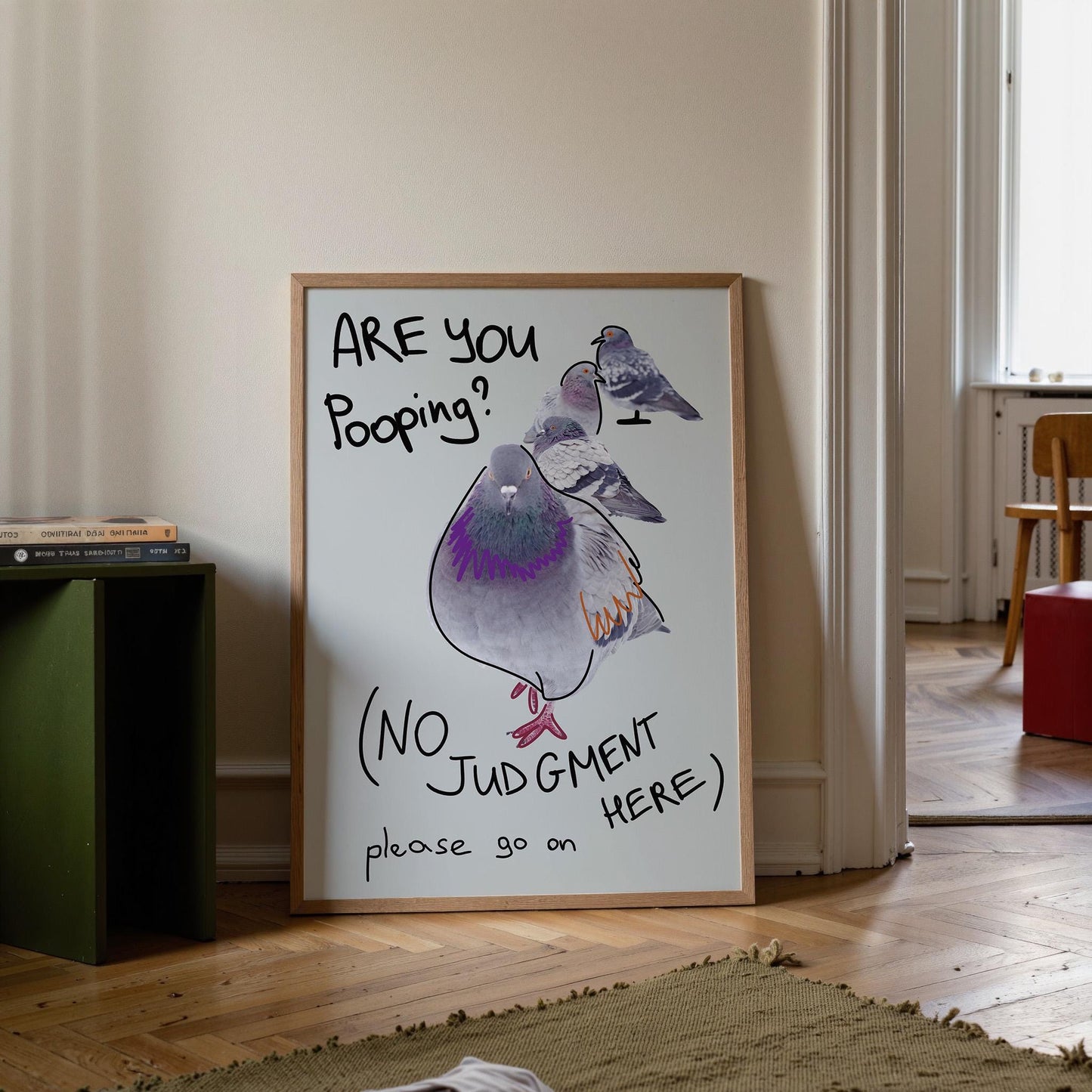 Are You Pooping Pigeon Poster, Funny Bathroom Wall Art, Quirky Bathroom Sign (MR149) — poster 2