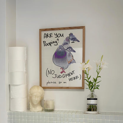 Are You Pooping Pigeon Poster, Funny Bathroom Wall Art, Quirky Bathroom Sign (MR149) — poster 3