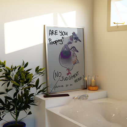 Are You Pooping Pigeon Poster, Funny Bathroom Wall Art, Quirky Bathroom Sign (MR149) — poster 6