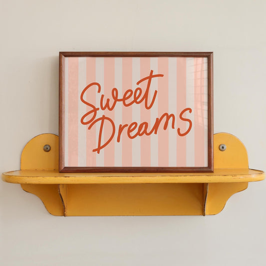 Sweet Dreams Print, Above Bed Wall Art, Dopamine Decor, Vintage Typography Bedroom Poster MR150 — poster 1