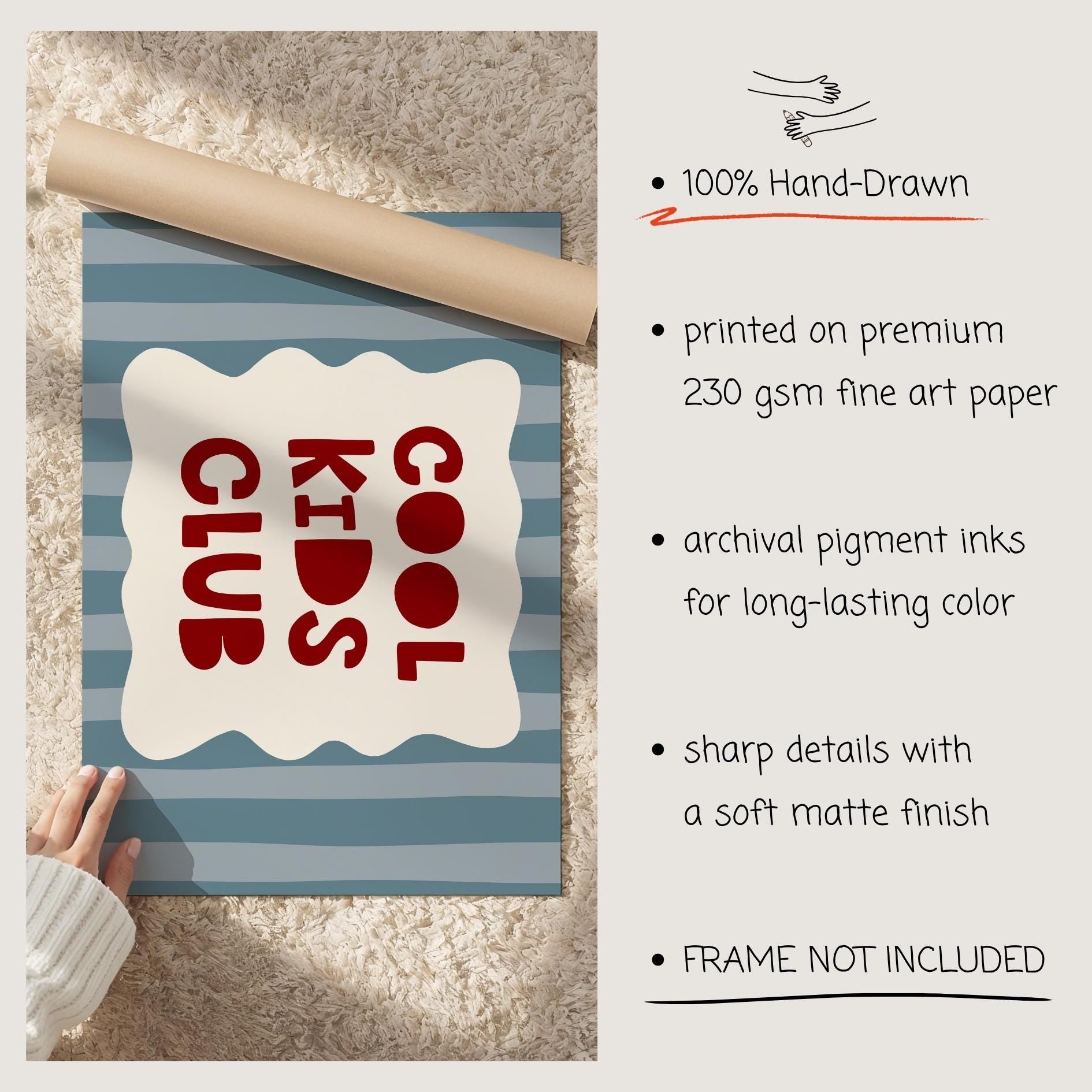 Cool Kids Club Wall Art, Striped Playroom Poster, Kids Room Decor MR128 — poster 8