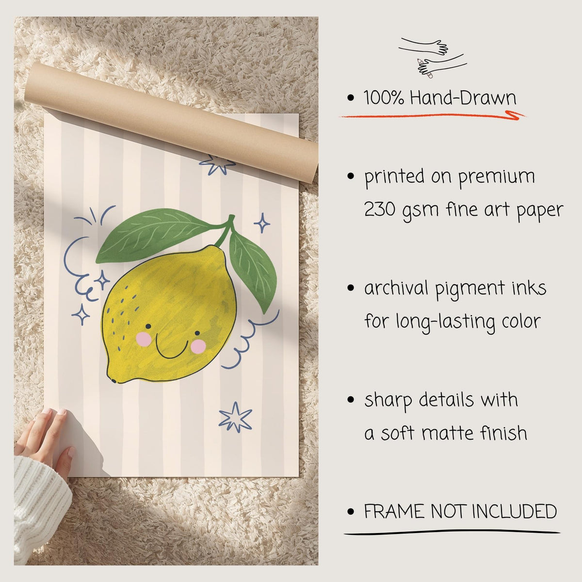Lemon Wall Art, Fruit Poster, Kitchen Print, Kids Room Decor, Whimsical Citrus Artwork (MR88) — poster 8