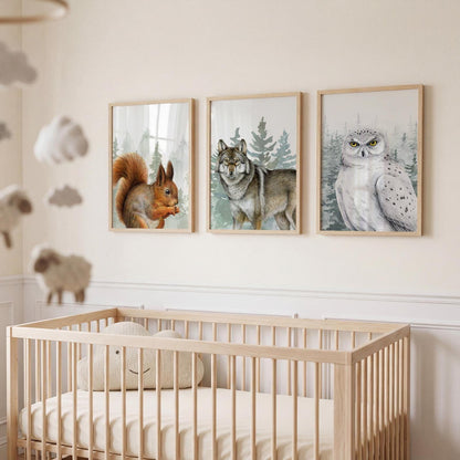 Woodland Animal Prints, Nursery Wall Art, Woodland Nursery Decor (Set of 3) N247 — poster 5