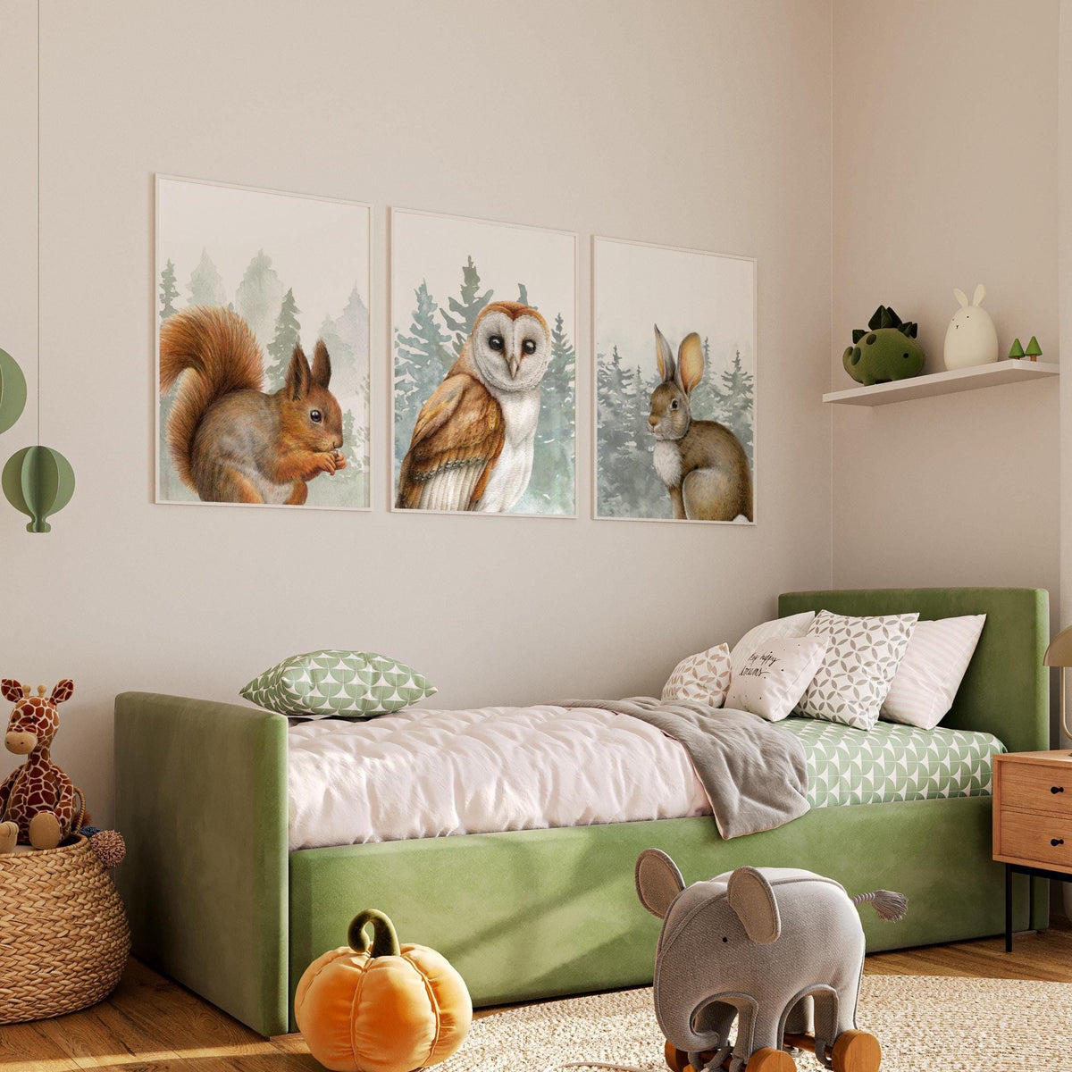 Woodland Animal Prints, Nursery Wall Art, Woodland Nursery Decor (Set of 3) N247 — poster 4