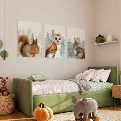 Woodland Animal Prints, Nursery Wall Art, Woodland Nursery Decor (Set of 3) N247 — poster 4