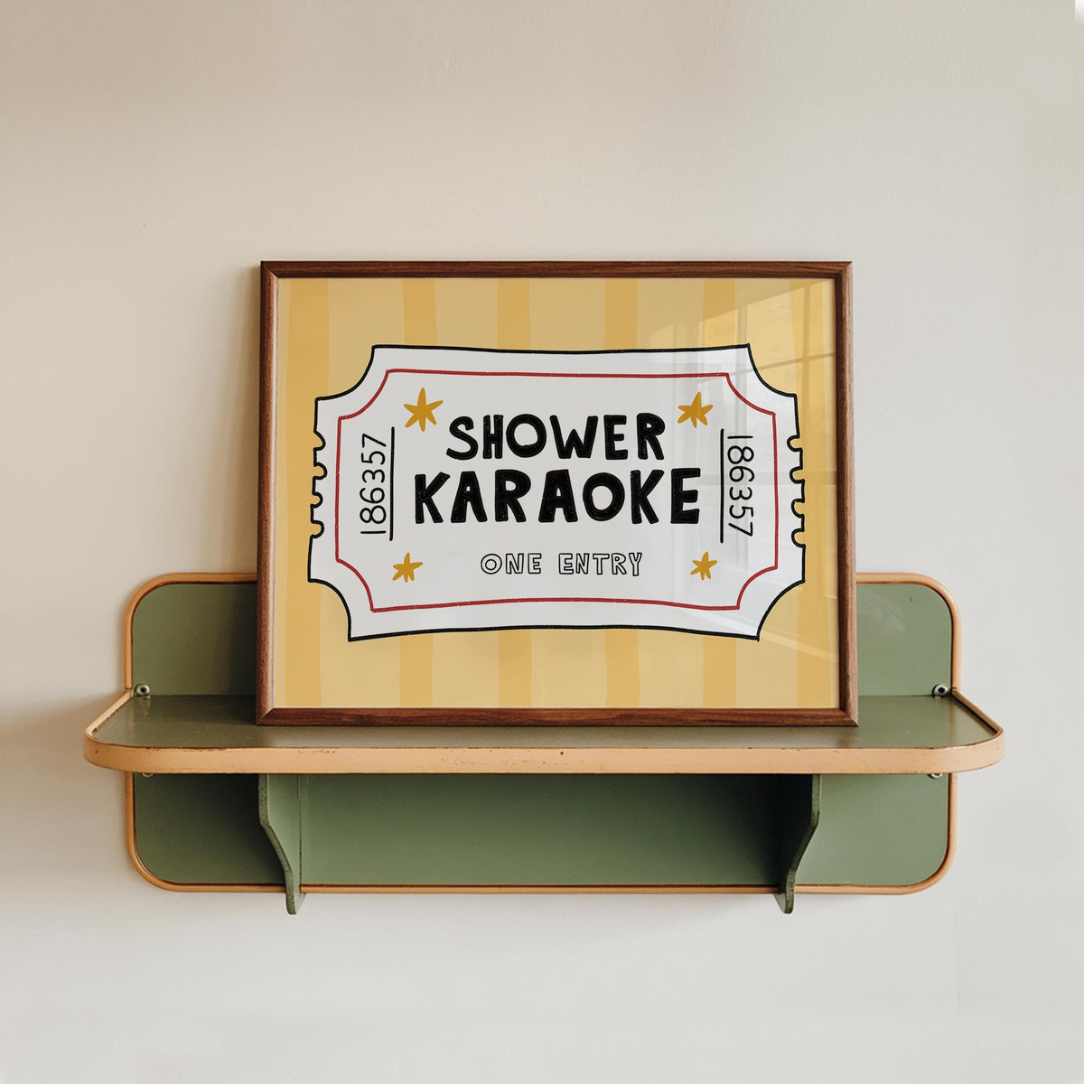 Shower Karaoke Ticket Print, Funny Bathroom Poster, Retro Wall Art, Music Lover Decor MR151 — poster 1
