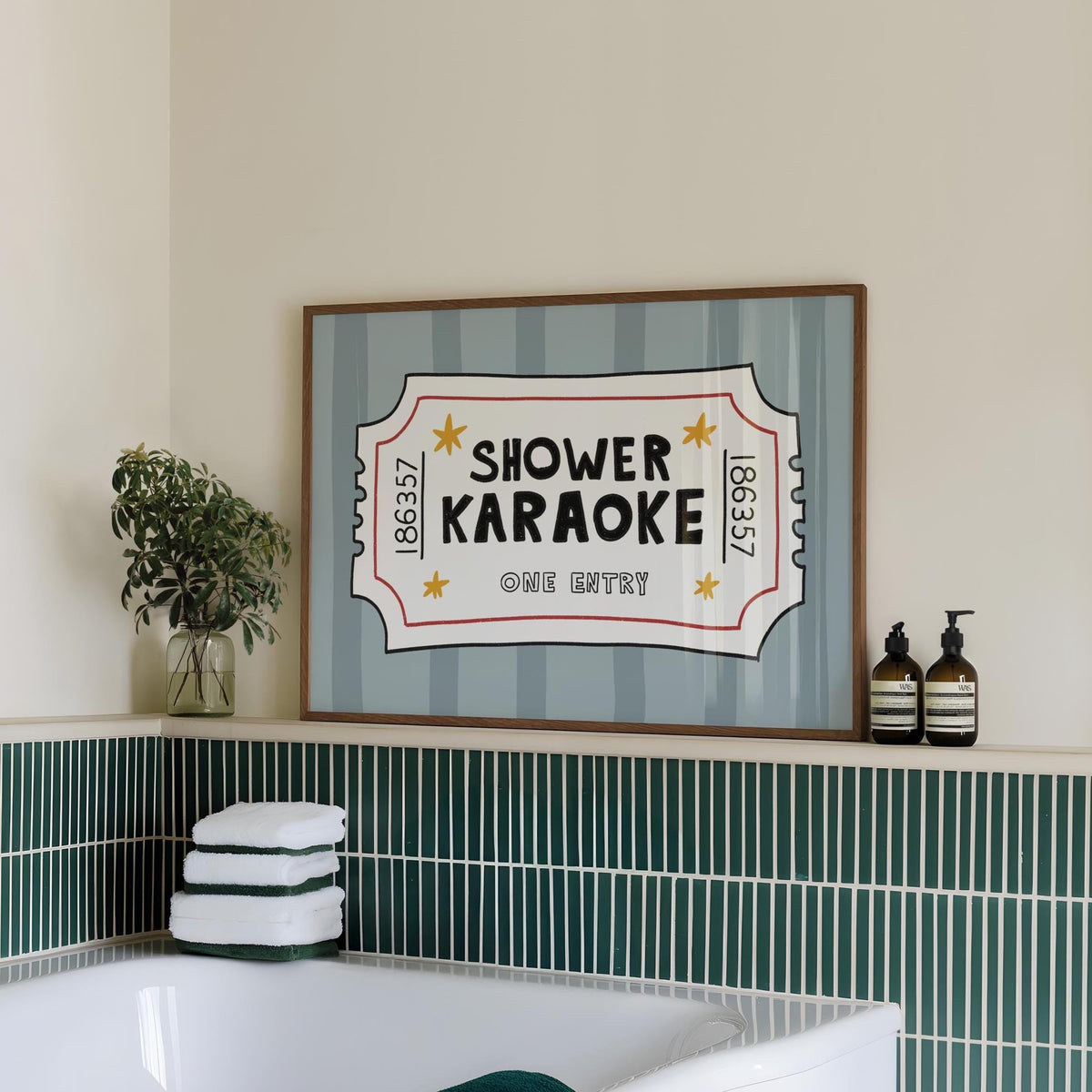 Shower Karaoke Ticket Print, Funny Bathroom Poster, Retro Wall Art, Music Lover Decor MR151 — poster 2