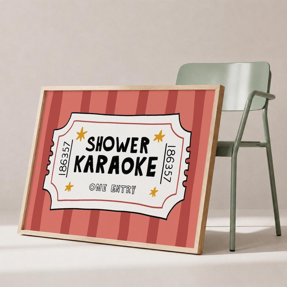 Shower Karaoke Ticket Print, Funny Bathroom Poster, Retro Wall Art, Music Lover Decor MR151 — poster 4