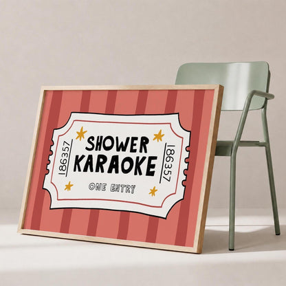 Shower Karaoke Ticket Print, Funny Bathroom Poster, Retro Wall Art, Music Lover Decor MR151 — poster 4