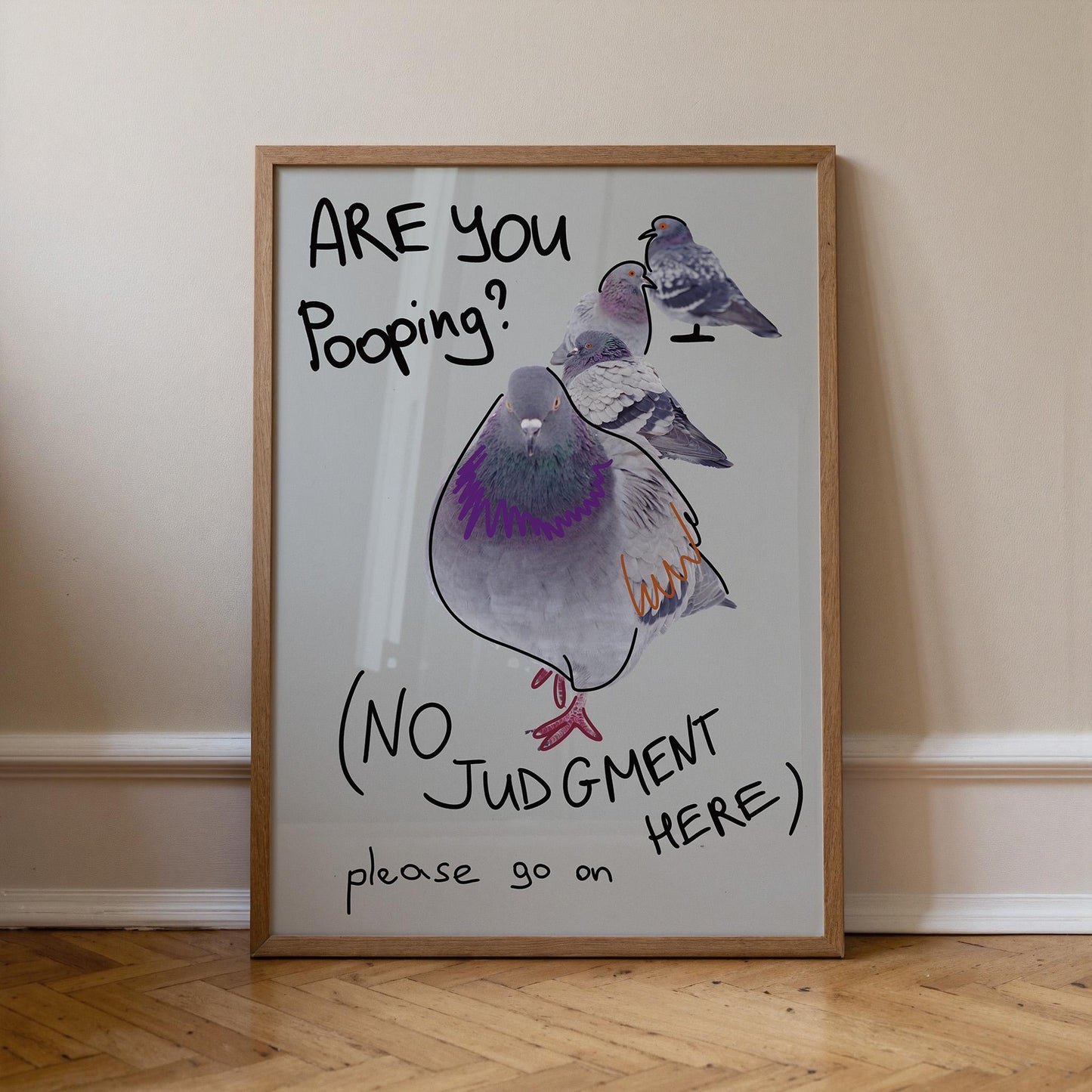 Are You Pooping Pigeon Poster, Funny Bathroom Wall Art, Quirky Bathroom Sign (MR149) — poster 9