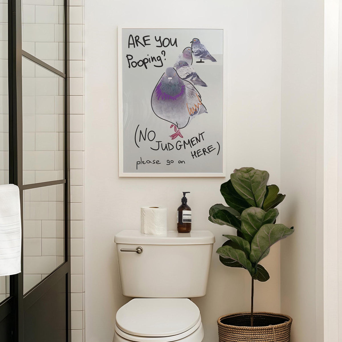 Are You Pooping Pigeon Poster, Funny Bathroom Wall Art, Quirky Bathroom Sign (MR149) — poster 4
