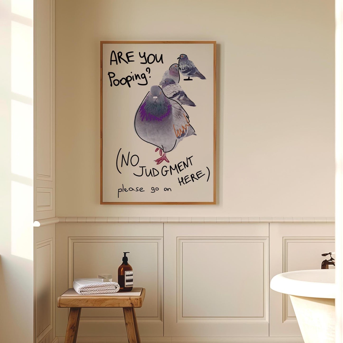 Are You Pooping Pigeon Poster, Funny Bathroom Wall Art, Quirky Bathroom Sign (MR149) — poster 5