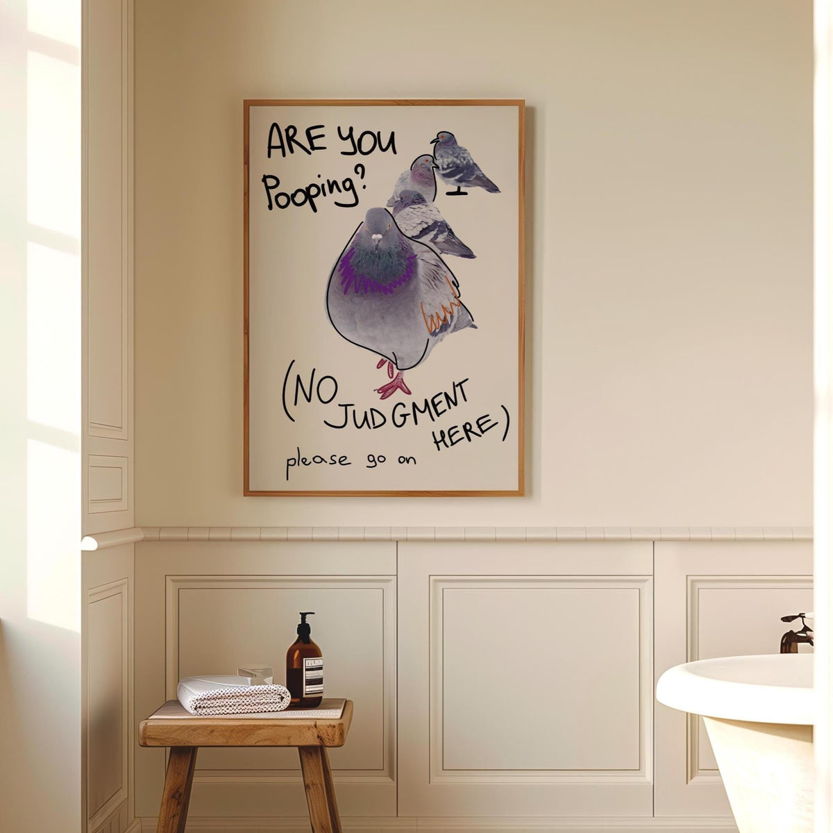 Are You Pooping Pigeon Poster, Funny Bathroom Wall Art, Quirky Bathroom Sign (MR149) — poster 5