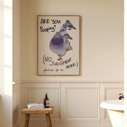 Are You Pooping Pigeon Poster, Funny Bathroom Wall Art, Quirky Bathroom Sign (MR149) — poster 5