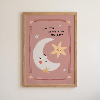 Love You to the Moon and Back Hand-Drawn Nursery Art, Kids Room Print (MR153) — poster 9