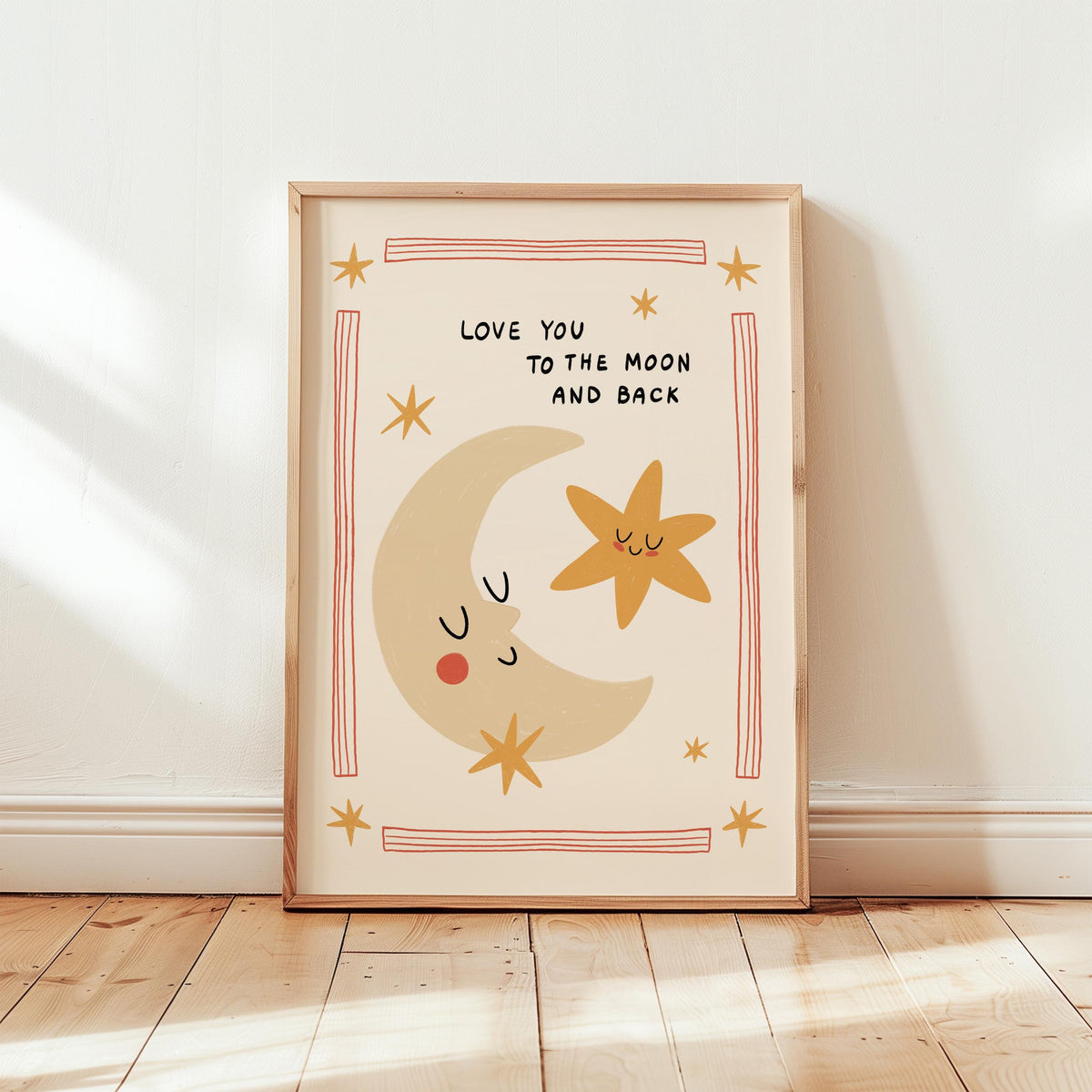 Love You to the Moon and Back Hand-Drawn Nursery Art, Kids Room Print (MR153) — poster 1