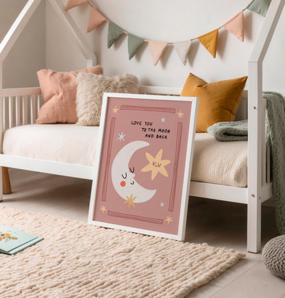 Love You to the Moon and Back Hand-Drawn Nursery Art, Kids Room Print (MR153) — poster 2