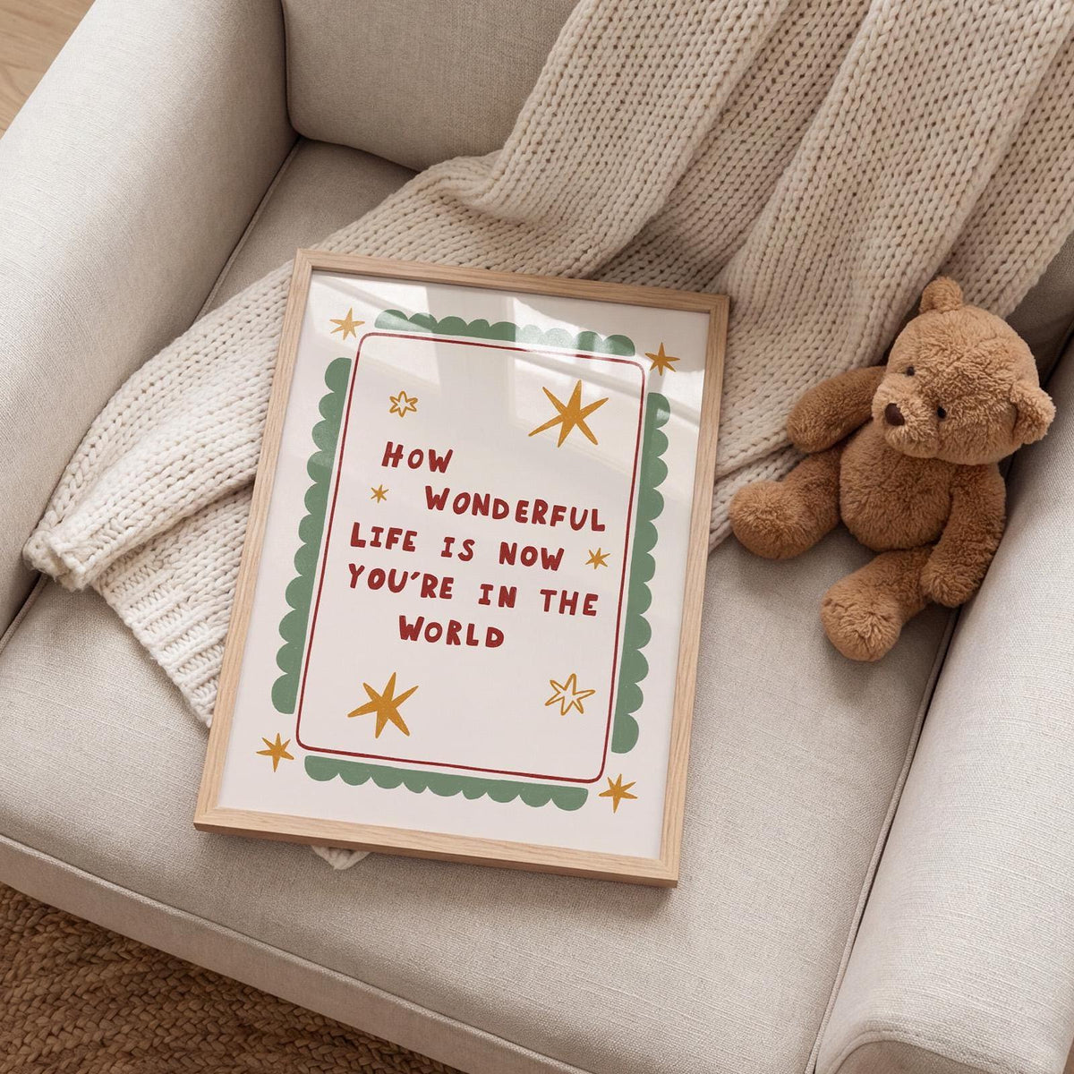 How Wonderful Life Is Now You're In The World, Hand-Drawn Nursery Wall Art (MR154) — poster 3