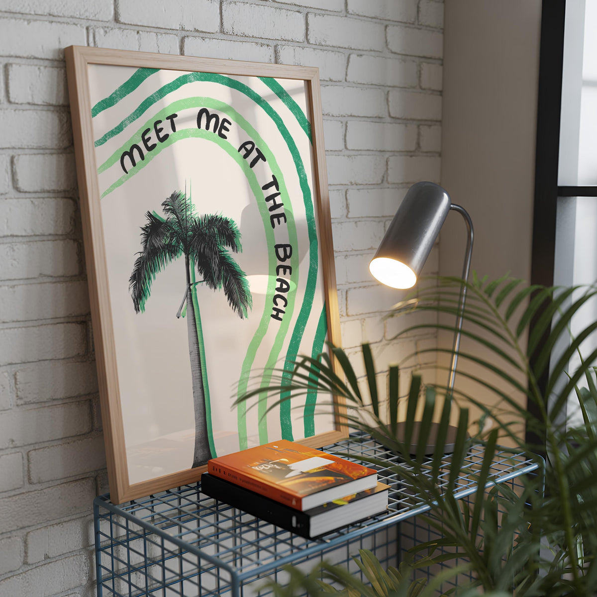 Meet Me at the Beach Print, Handwritten Coastal Poster, Palm Tree Wall Art (MR156) — poster 3