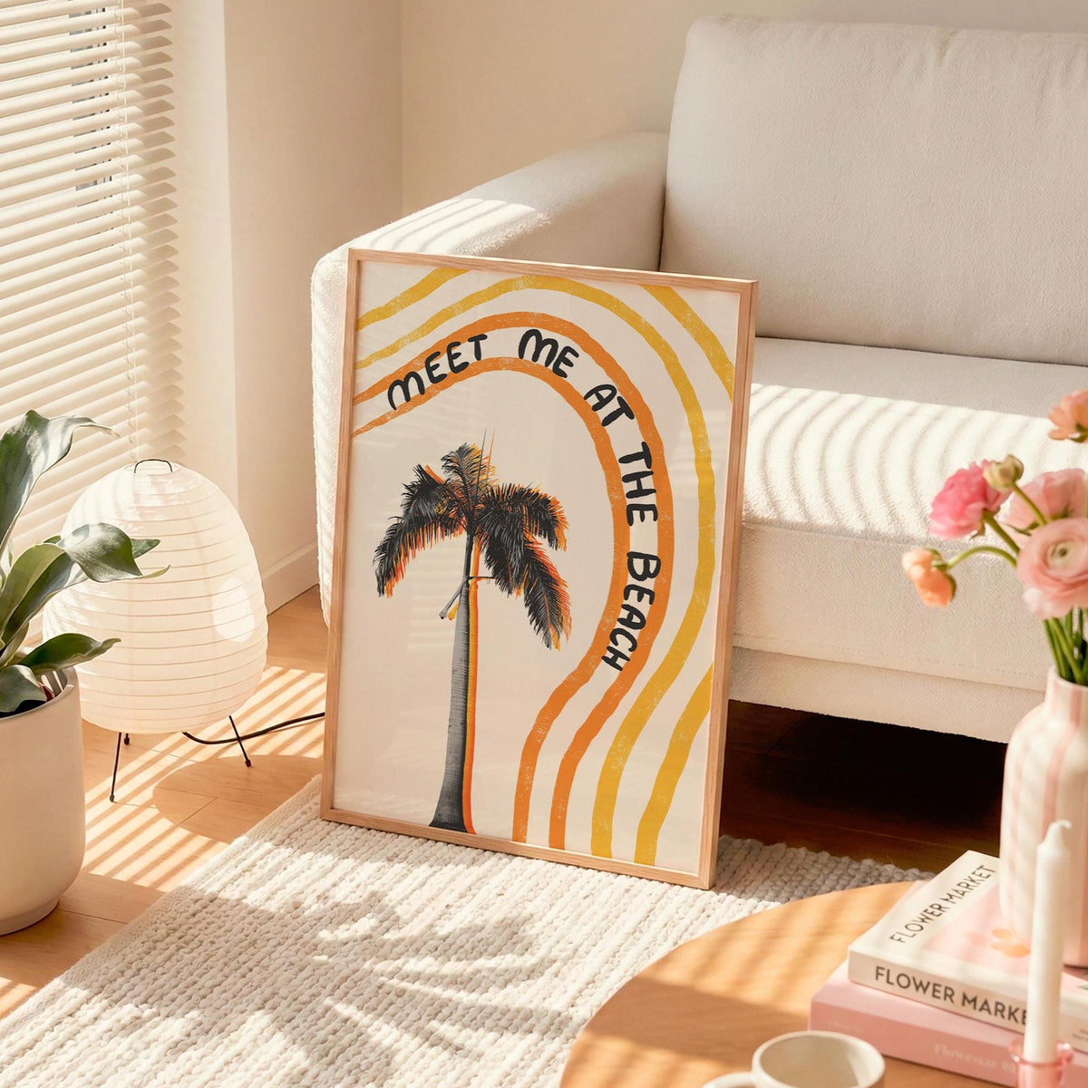 Meet Me at the Beach Print, Handwritten Coastal Poster, Palm Tree Wall Art (MR156) — poster 5