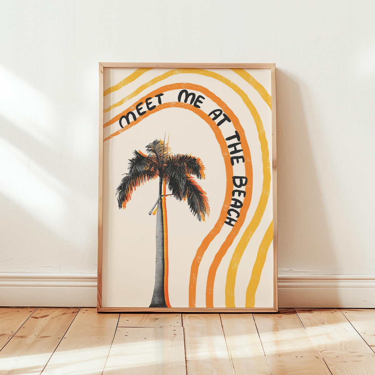 Meet Me at the Beach Print, Handwritten Coastal Poster, Palm Tree Wall Art (MR156) — poster 1