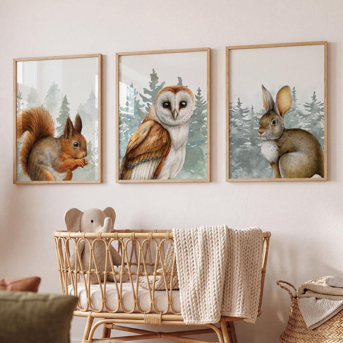 Woodland Animal Prints, Nursery Wall Art, Woodland Nursery Decor (Set of 3) N247 — poster 3