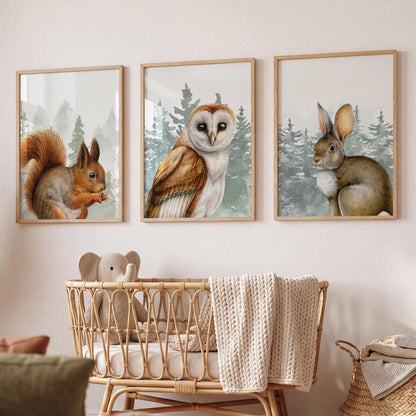 Woodland Animal Prints, Nursery Wall Art, Woodland Nursery Decor (Set of 3) N247 — poster 3
