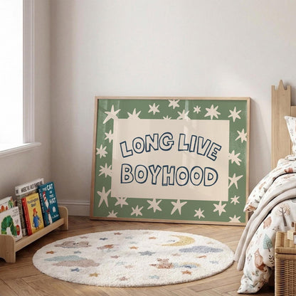 Long Live Boyhood Print, Boys Room Wall Art, Playroom Star Poster, Boy Nursery Decor (MR158) — poster 2