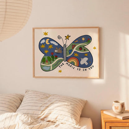 Butterfly Nursery Wall Art, Hand Drawn Playroom Decor, The Magic Is In You, Unframed (MR159) — poster 4