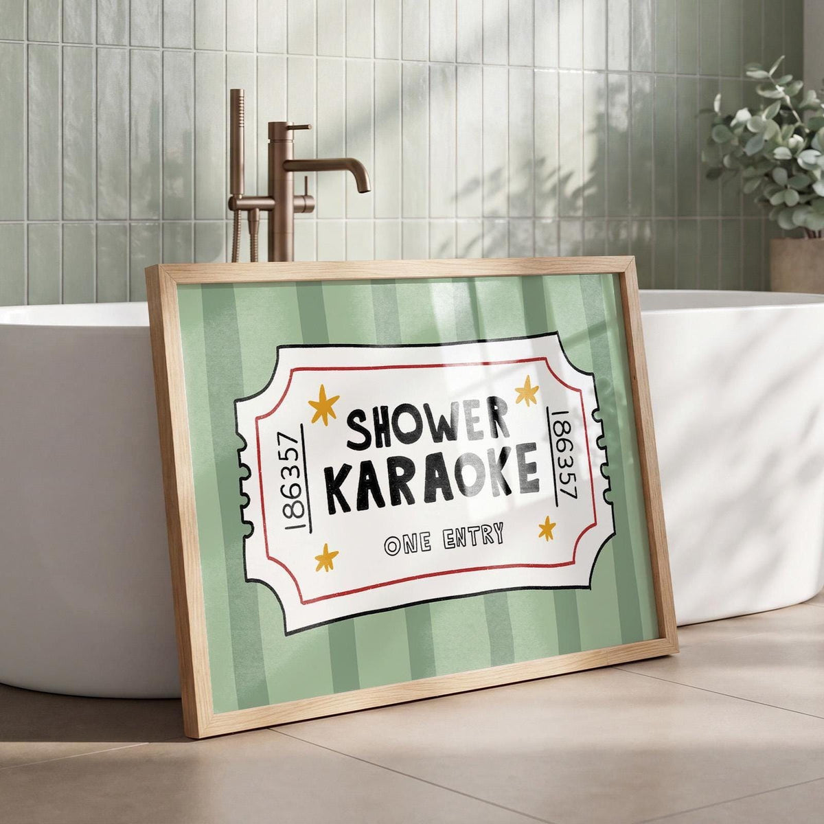 Shower Karaoke Ticket Print, Funny Bathroom Poster, Retro Wall Art, Music Lover Decor MR151 — poster 3