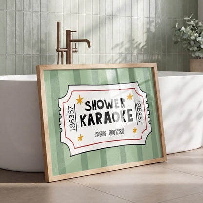 Shower Karaoke Ticket Print, Funny Bathroom Poster, Retro Wall Art, Music Lover Decor MR151 — poster 3