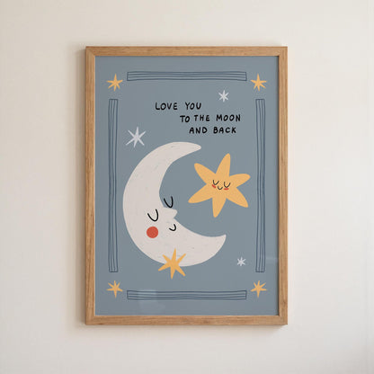 Love You to the Moon and Back Hand-Drawn Nursery Art, Kids Room Print (MR153) — poster 8