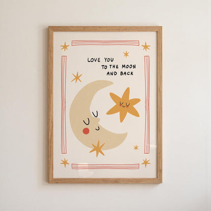 Love You to the Moon and Back Hand-Drawn Nursery Art, Kids Room Print (MR153) — poster 7