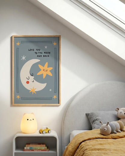 Love You to the Moon and Back Hand-Drawn Nursery Art, Kids Room Print (MR153) — poster 3