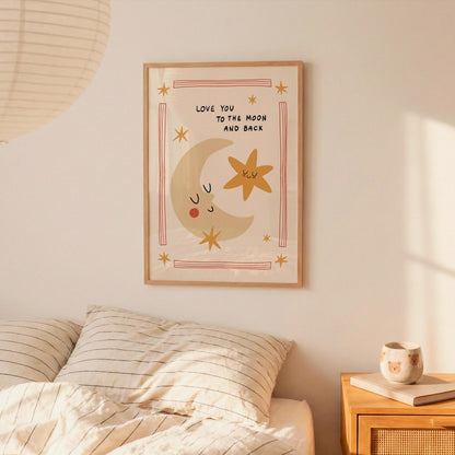 Love You to the Moon and Back Hand-Drawn Nursery Art, Kids Room Print (MR153) — poster 4