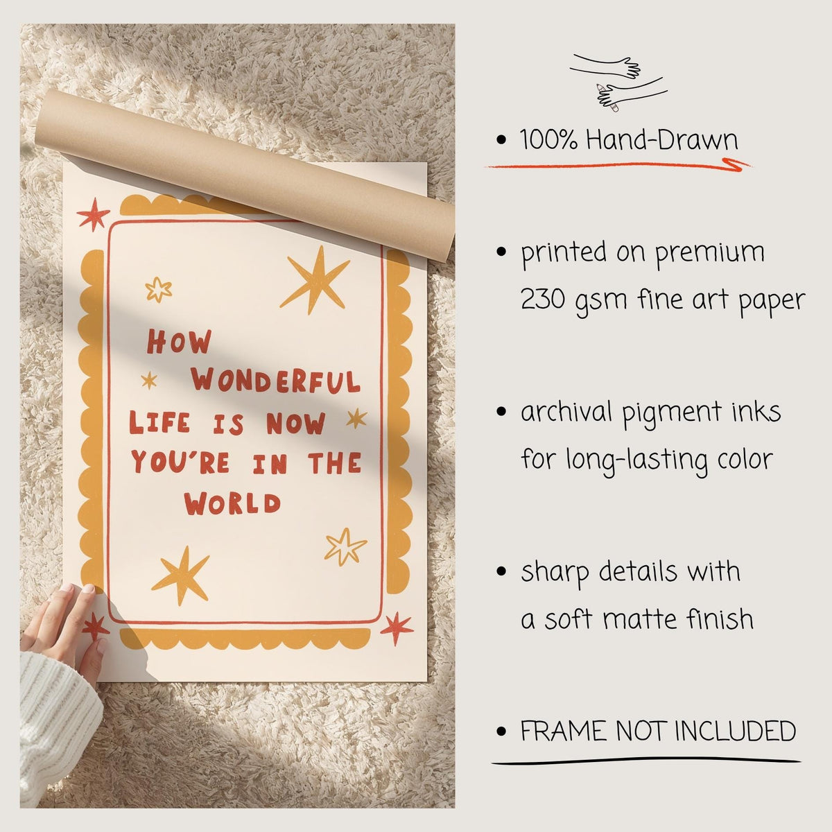How Wonderful Life Is Now You're In The World, Hand-Drawn Nursery Wall Art (MR154) — poster 5