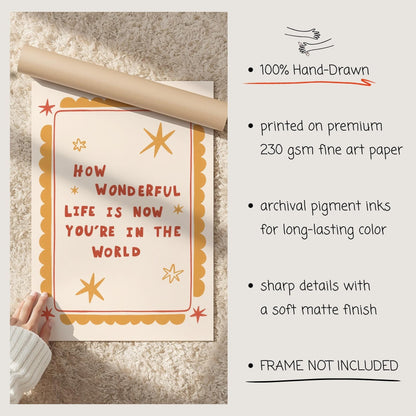 How Wonderful Life Is Now You're In The World, Hand-Drawn Nursery Wall Art (MR154) — poster 5
