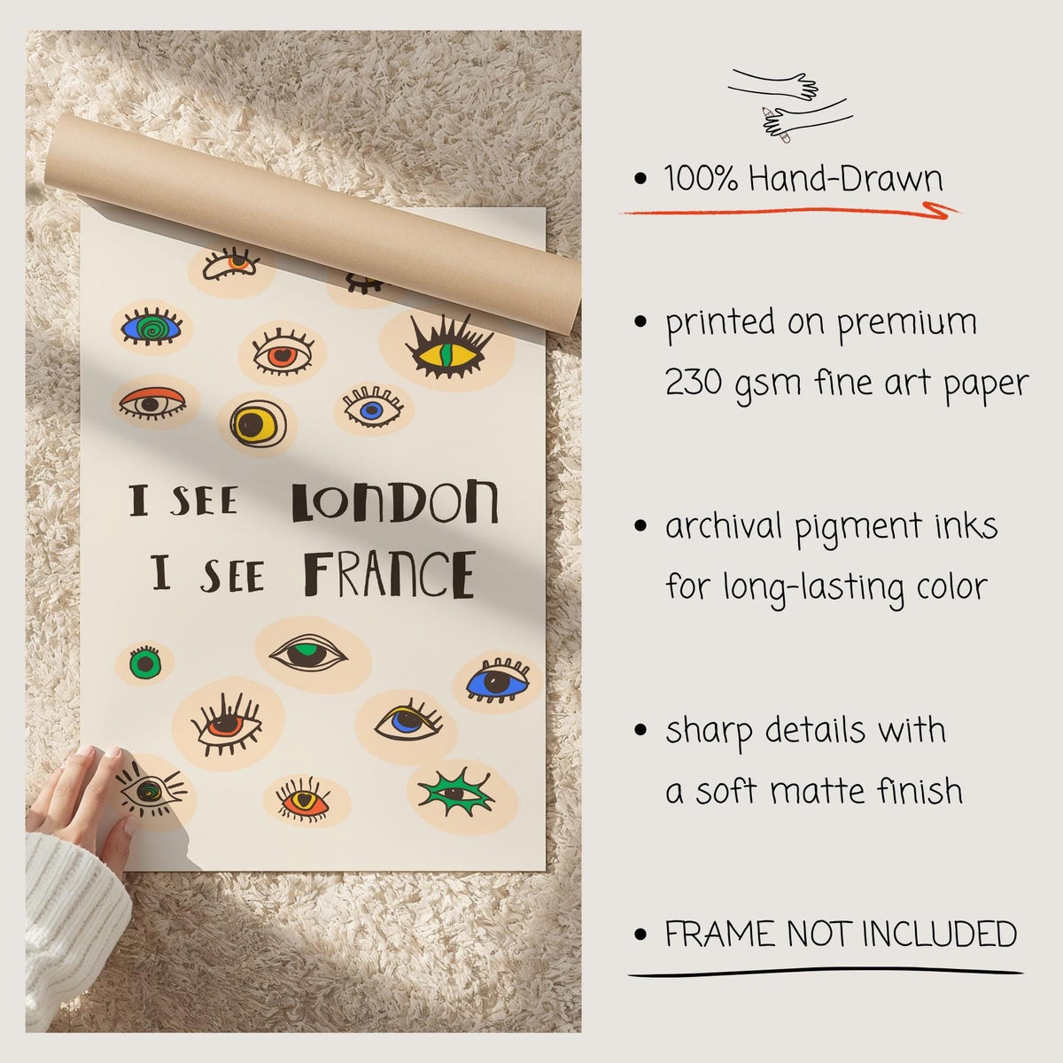 I See London Print, Quirky Eye Wall Art, Funny Bathroom Poster, Cheeky Eclectic Decor (MR160) — poster 5