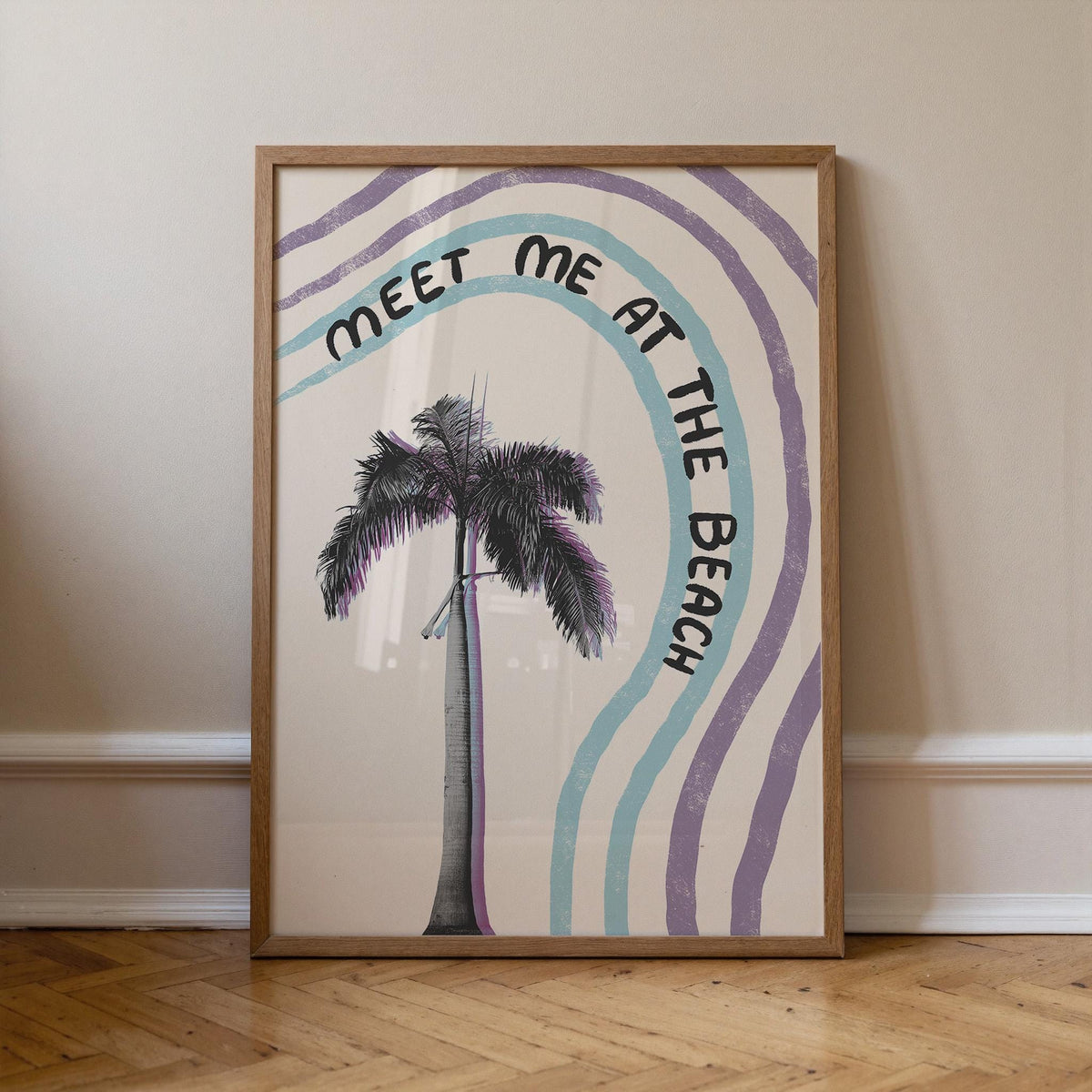 Meet Me at the Beach Print, Handwritten Coastal Poster, Palm Tree Wall Art (MR156) — poster 4