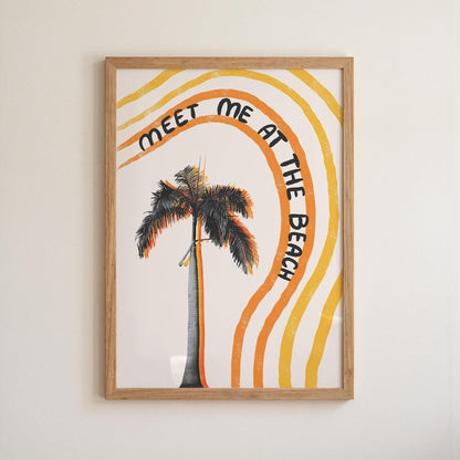 Meet Me at the Beach Print, Handwritten Coastal Poster, Palm Tree Wall Art (MR156) — poster 10
