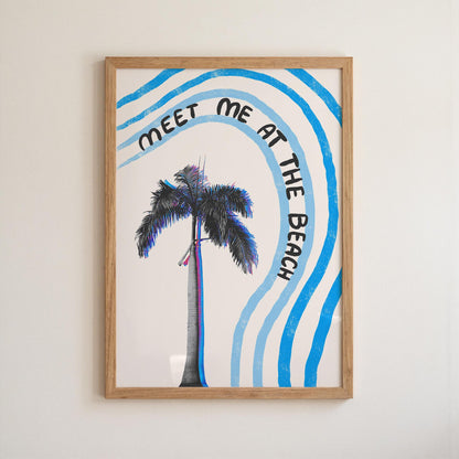 Meet Me at the Beach Print, Handwritten Coastal Poster, Palm Tree Wall Art (MR156) — poster 11