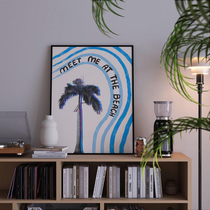 Meet Me at the Beach Print, Handwritten Coastal Poster, Palm Tree Wall Art (MR156) — poster 6