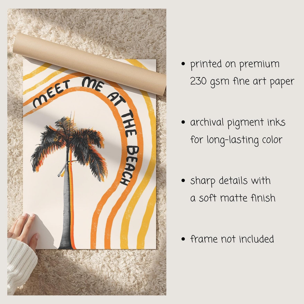 Meet Me at the Beach Print, Handwritten Coastal Poster, Palm Tree Wall Art (MR156) — poster 8