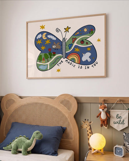Butterfly Nursery Wall Art, Hand Drawn Playroom Decor, The Magic Is In You, Unframed (MR159) — poster 2