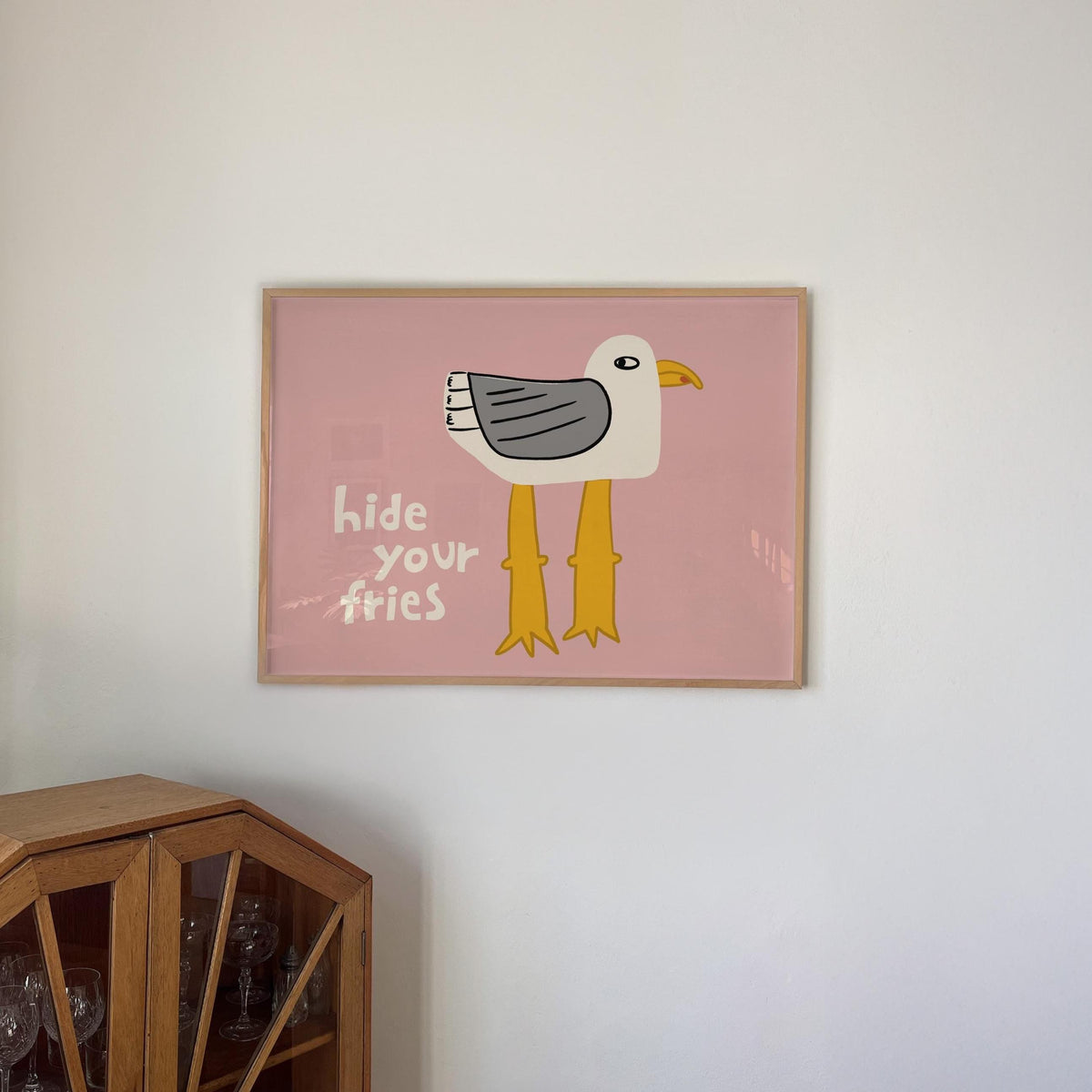 Funny Seagull Print, Quirky Coastal Wall Art, Hide Your Fries Poster (MR161) — poster 5