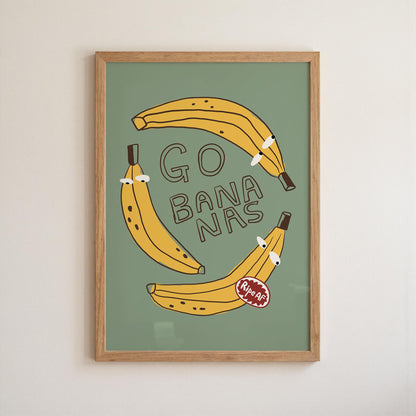 Go Bananas Poster, Funny Banana Art, Quirky Kitchen Wall Art, Weird Food Decor (MR163) — poster 13