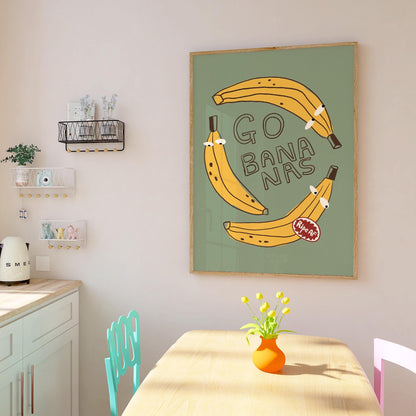 Go Bananas Poster, Funny Banana Art, Quirky Kitchen Wall Art, Weird Food Decor (MR163) — poster 7