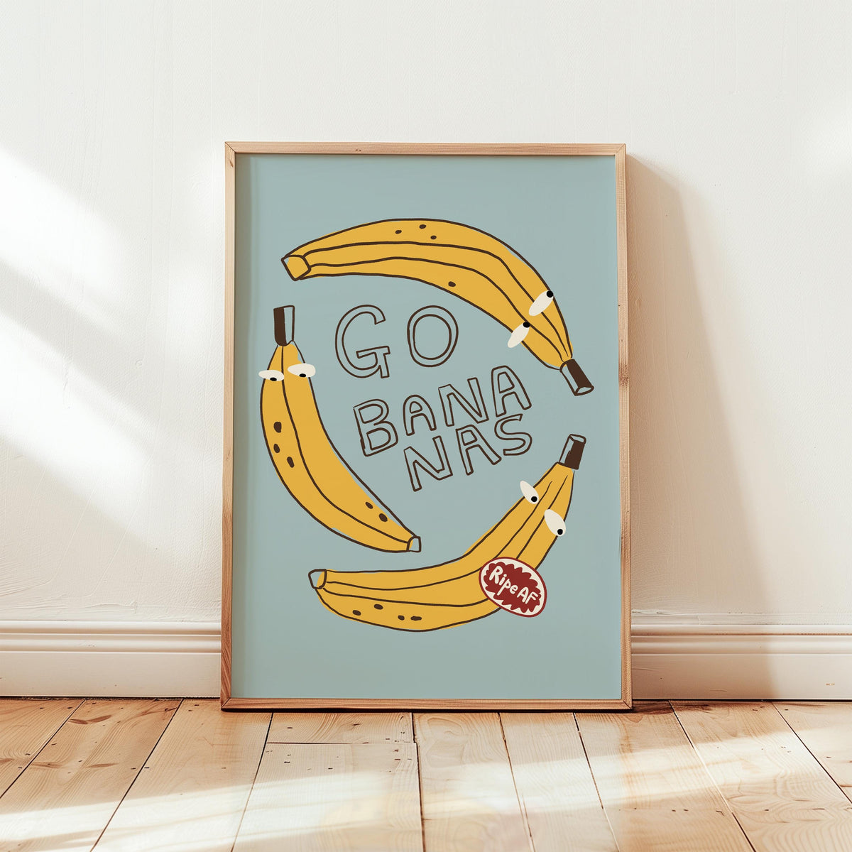 Go Bananas Poster, Funny Banana Art, Quirky Kitchen Wall Art, Weird Food Decor (MR163) — poster 1
