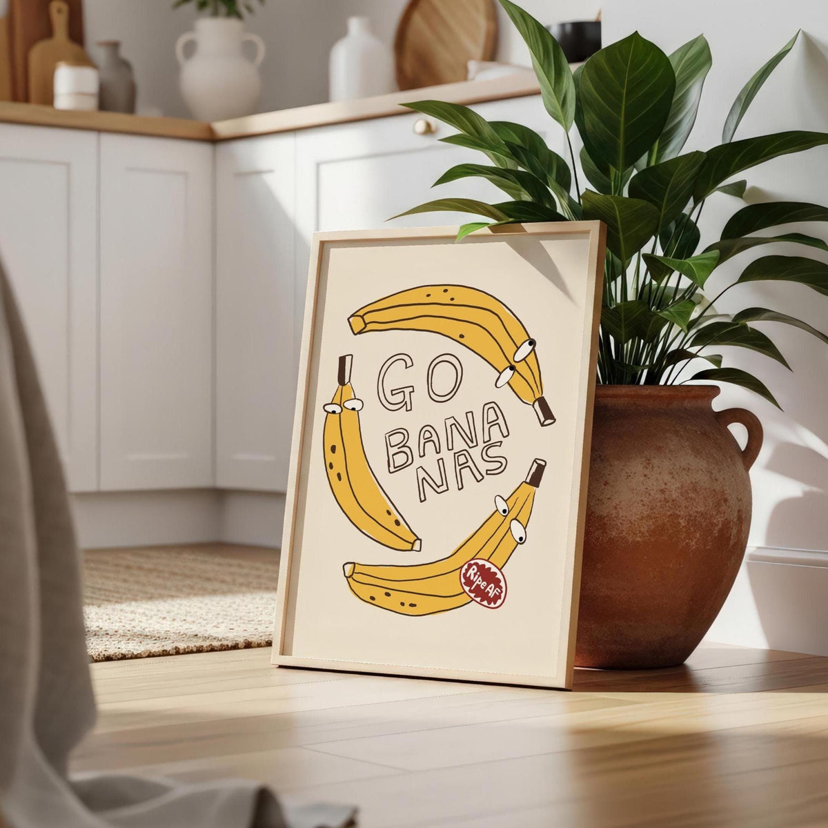 Go Bananas Poster, Funny Banana Art, Quirky Kitchen Wall Art, Weird Food Decor (MR163) — poster 9