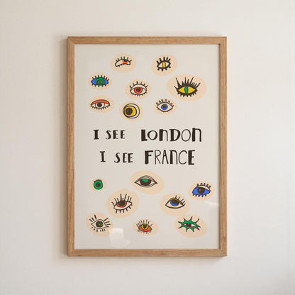 I See London Print, Quirky Eye Wall Art, Funny Bathroom Poster, Cheeky Eclectic Decor (MR160) — poster 1